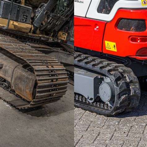 compact excavator steel vs rubber tracks|rubber vs steel track traction.